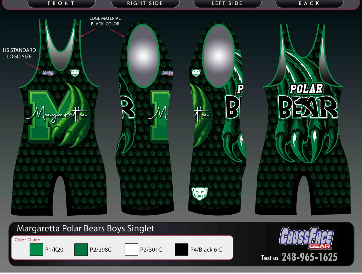 Margaretta Polar Bears Full Sublimated Boys Singlet V2