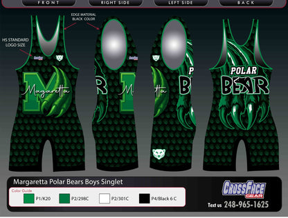 Margaretta Polar Bears Full Sublimated Boys Singlet V2