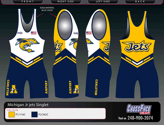 Airport Junior Jets Full Sublimated Singlet
