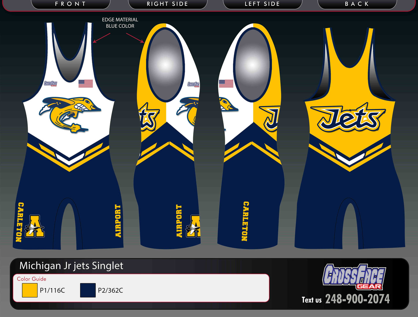 Airport Junior Jets Full Sublimated Singlet (BOYS)