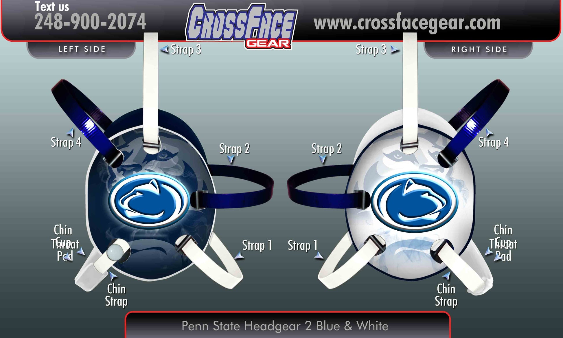 Penn State (BLUE WHITE) Custom Wrestling Headgear ThroadPad