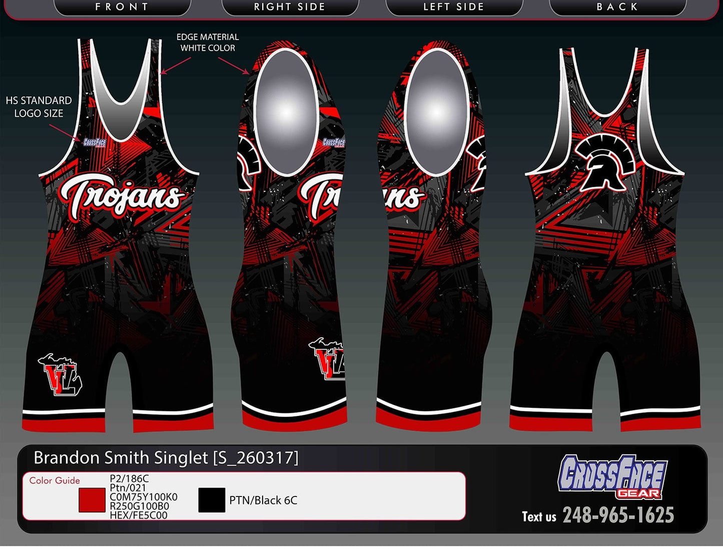 Trojans Full Sublimated Boys Singlet