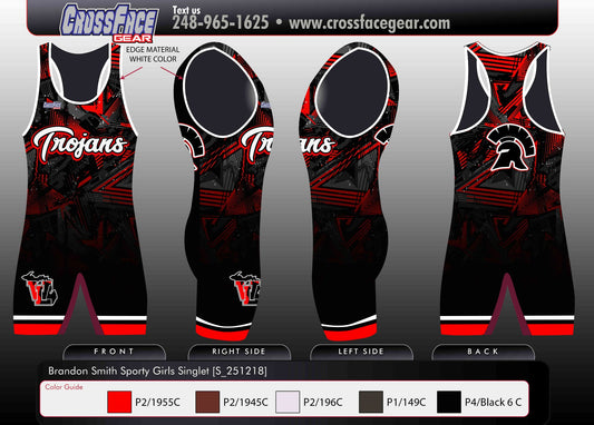 Trojans Full Sublimated Girls Singlet