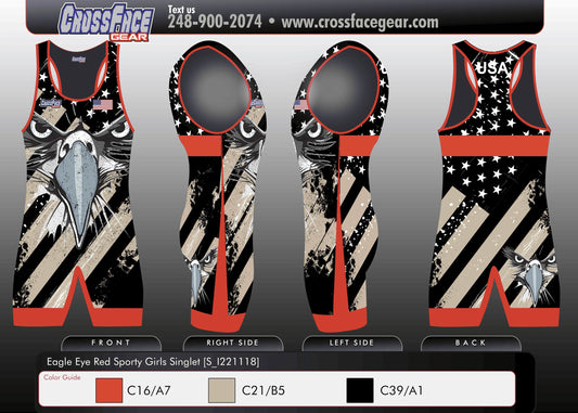 Eagle Eye Red Full Sublimated Sporty Singlet