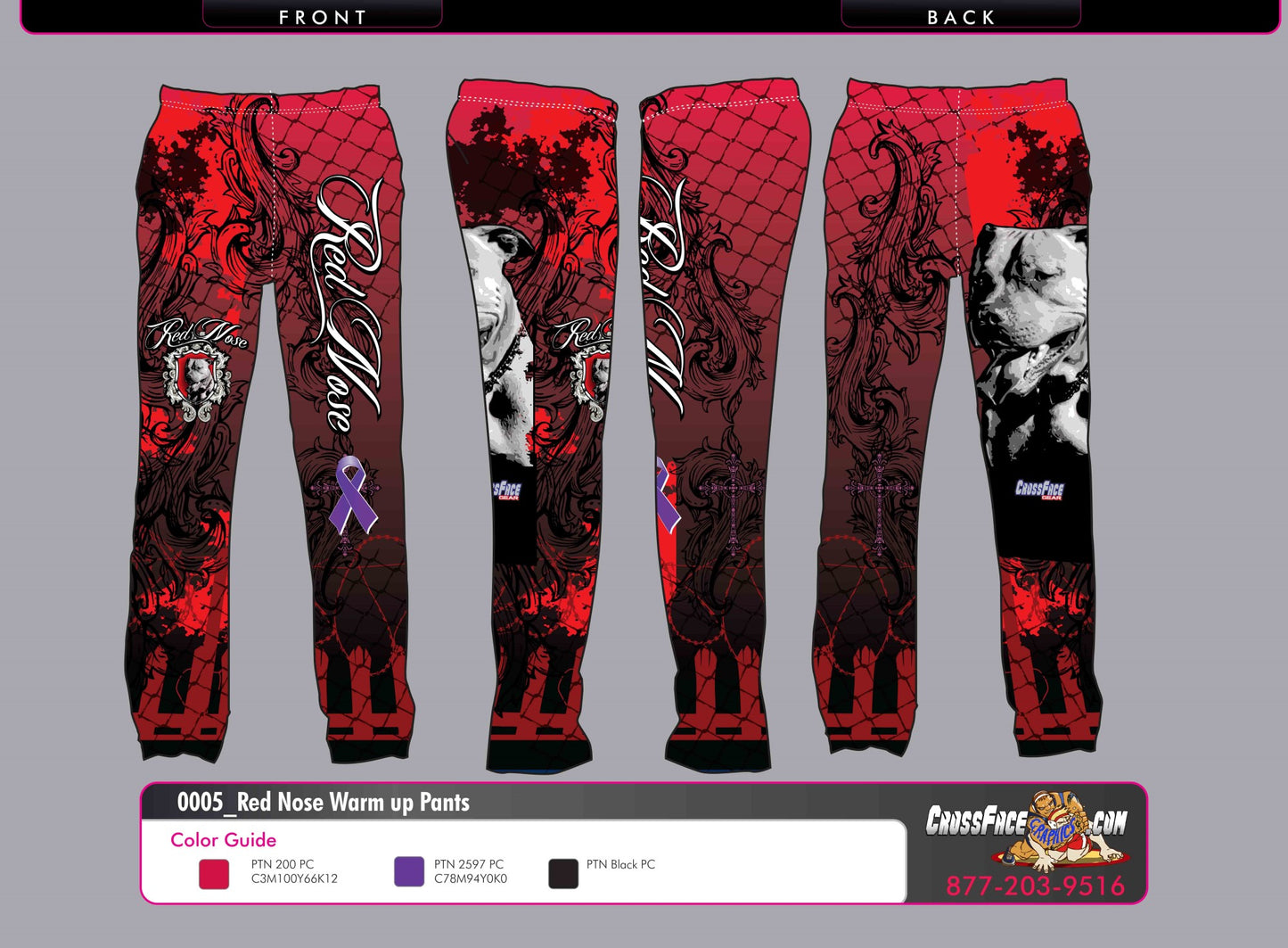 Red Nose Wrestling Full Sublimated Warm Up Pants 2017