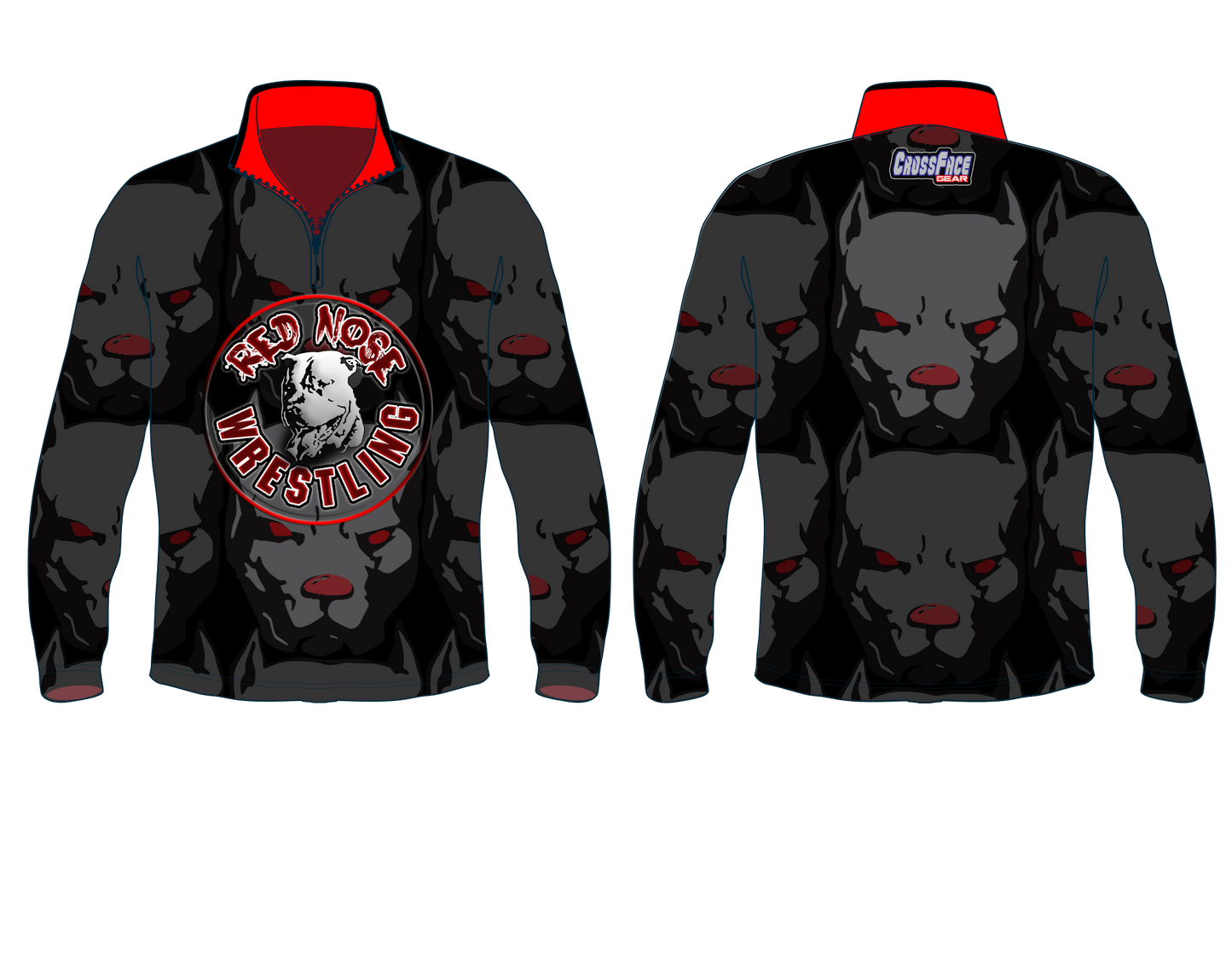 Red Nose Wrestling Full Sublimated 1/4 Zip Warm Up2016