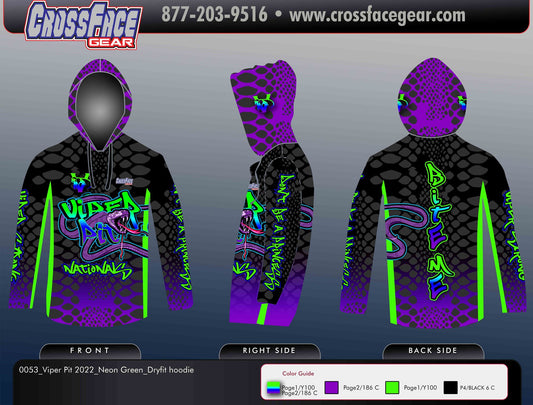 Viper Pit 2022 Full Sublimated DryFit Hoodie (NEON GREEN)