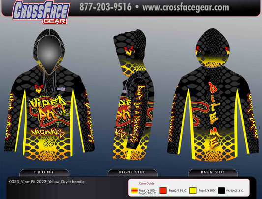 Viper Pit 2022 Full Sublimated DryFit Hoodie (YELLOW)