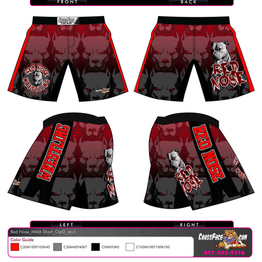 Red Nose Wrestling Full Sublimated Fight Short (RED) 2016