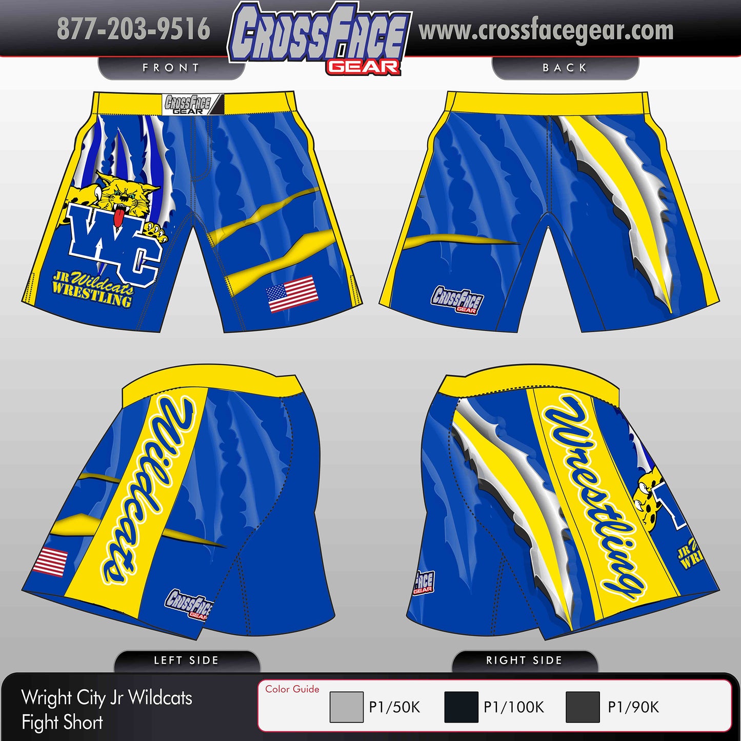 Wright City Jr Wildcats Full Sublimated Fight Shorts